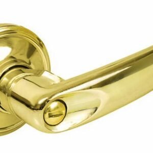 Manija tubular recta funcion baño, laton brillante, llave estandar, blister Lock