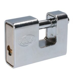 Candado de acero para cortina metalica 80 mm, niquel satinado, llave de puntos Lock