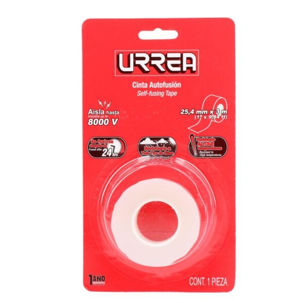 Cinta transparente de silicon de autofusion 25 mm x 3 m, en blister Urrea
