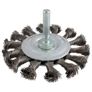 Carda circular trenzada alambre delgado 3" x 0.30 mm con zanco 1/4" Surtek