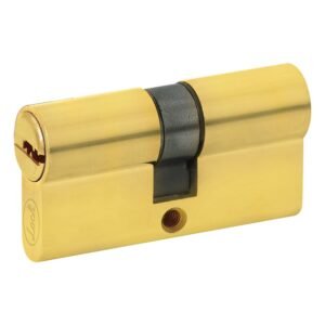 Cilindro europeo 60 mm funcion doble, laton brillante, llave de puntos, en caja Lock