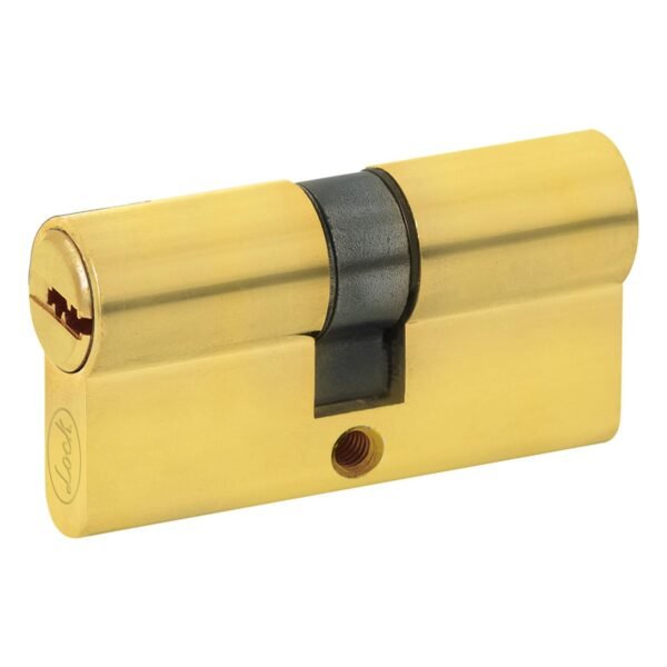 Cilindro europeo 60 mm funcion doble, laton brillante, llave de puntos, en caja Lock