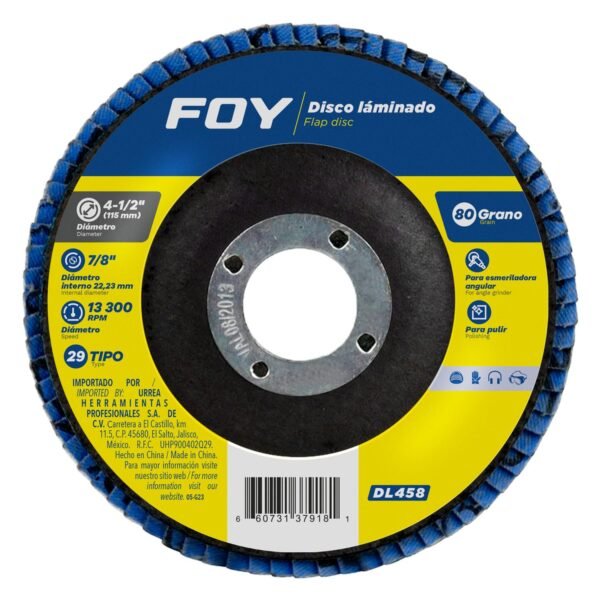 68805425 Disco laminado tipo 29 grano 80, 4-1/2" Foy