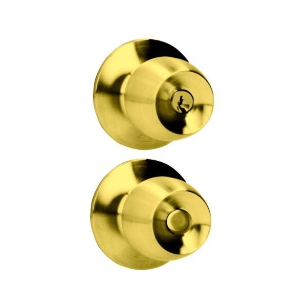 Pomo cilindrico media copa funcion entrada, laton brillante, llave estandar, blister Prolok