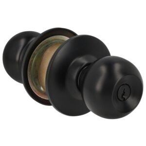 Pomo cilindrico bola funcion recamara, acero negro, llave estandar Prolok