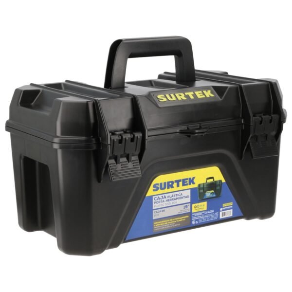 Caja portaherramientas plasticas con broches plasticos negro19" x 10" Surtek