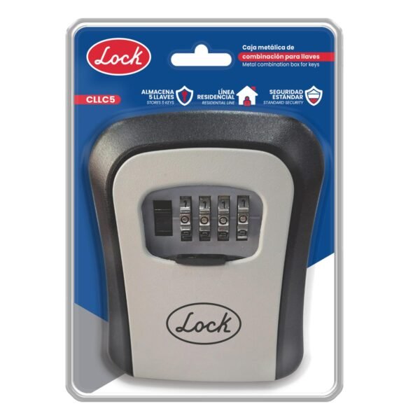 Caja metalica de combinacion para 5 llaves, para pared Lock