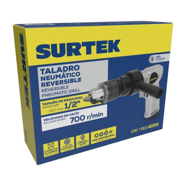 68811133 Taladro neumatico 1/2" 800 RPM reversible Surtek