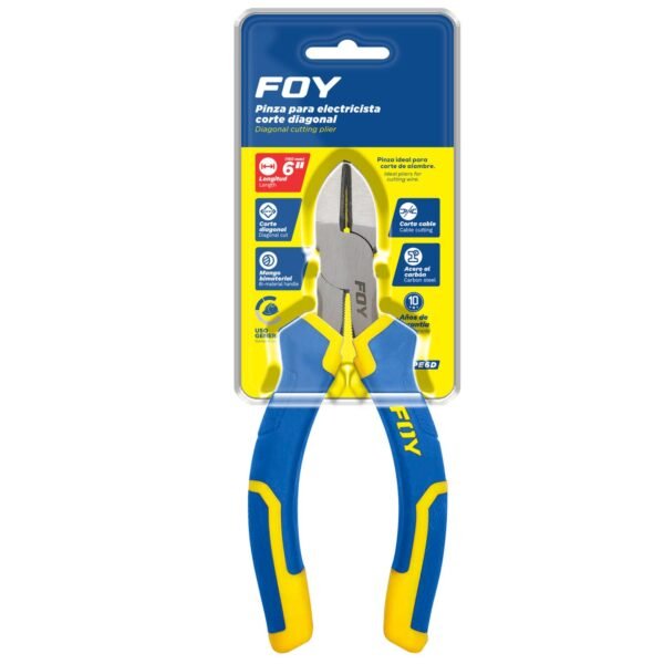 68819969 Pinza para electricista con mango bimaterial corte diagonal de 6" Foy
