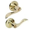 68807619 Manija tubular curva funcion entrada y recamara, laton brillante, llave estandar, blister Lock