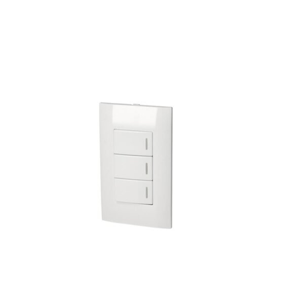 Placa 3 Interruptor 1/3, linea Americana, color blanco Surtek