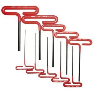 Juego de llaves hexagonales tipo "T" con mango de vinil, en pulgadas, 10 piezas en blister Urrea