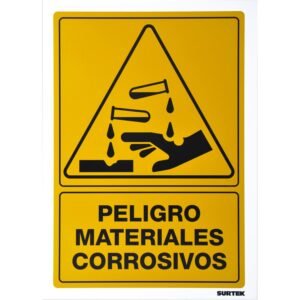 Señal "Peligro materiales corrosivos" Surtek