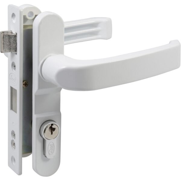 68803894 Cerradura Euro para puerta de aluminio funcion doble, blanco, llave estandar Lock