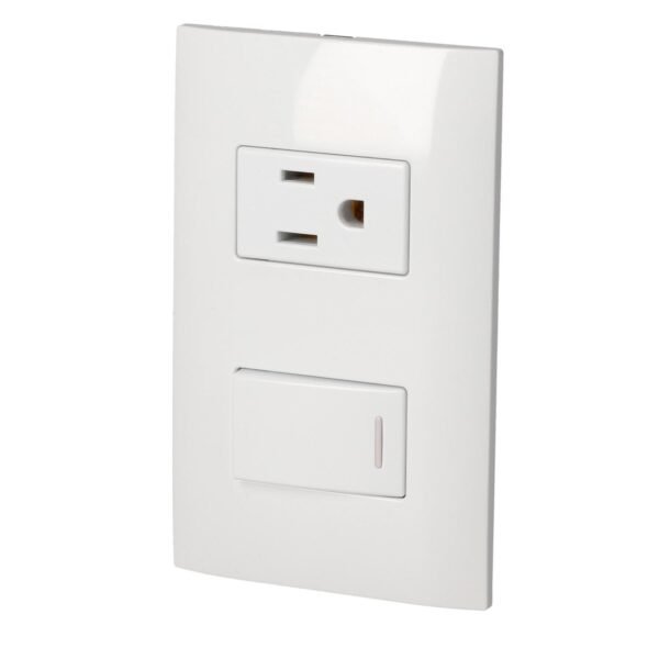 Placa 1 Switch 1 contacto 1/3, linea Americana, color blanco Surtek