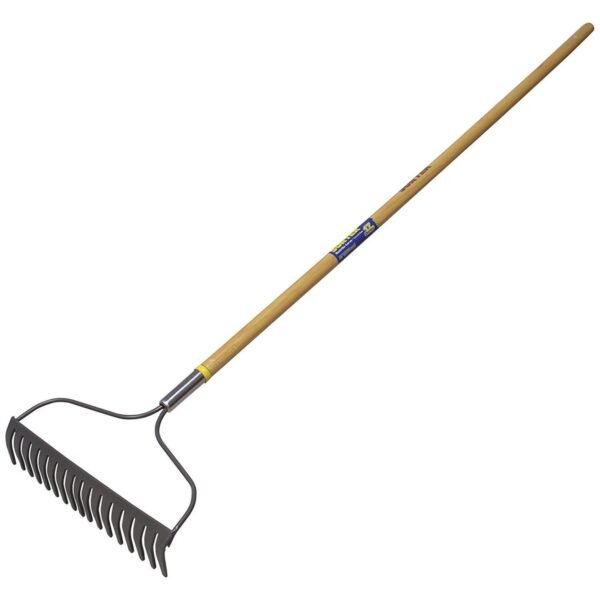 Rastrillo con arco para jardin con mango de madera 54", 17 dientes Surtek