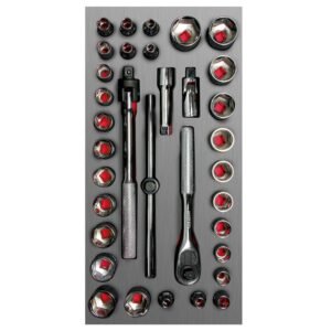 Juego de dados cortos y accesorios cuadro de 3/8" combinados 34 piezas, CH104L-C Urrea