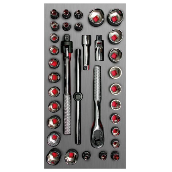 Juego de dados cortos y accesorios cuadro de 3/8" combinados 34 piezas, CH104L-C Urrea