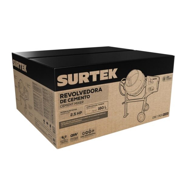 Revolvedora de cemento a gasolina 160 L, 2.5 HP Surtek