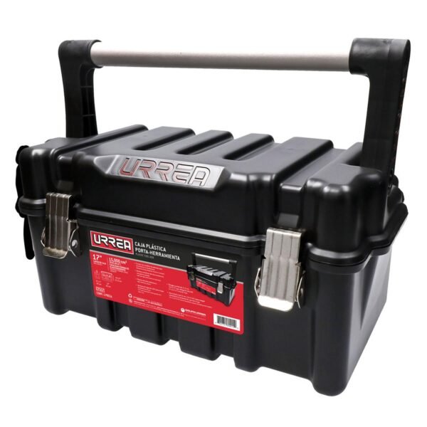 68801893 Caja portaherramientas plastica con broches metalicos color negro 17" x 9" x 8" Urrea