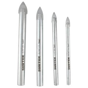Juego de brocas para vidrios y azulejos de acero con cabeza de carburo de tungsteno, 4 pz Surtek