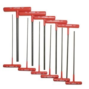 Juego de llaves hexagonales tipo "T" ergonomicas, en pulgadas, 11 piezas en blister Urrea
