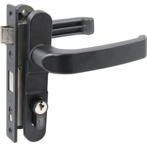 68800158 Cerradura Euro para puerta de aluminio funcion doble, negro, llave estandar Lock