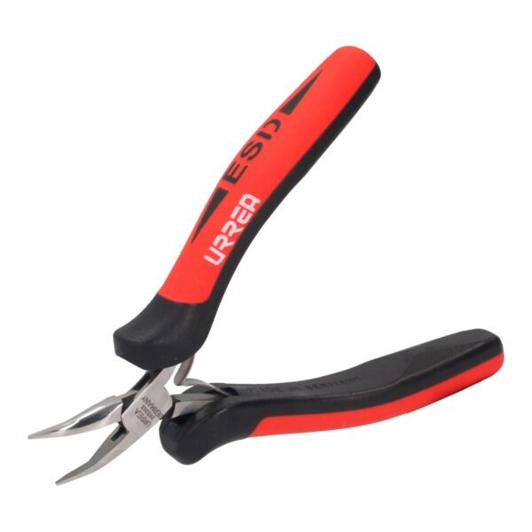 Pinza para electronica con mango antiestatico de 5" punta larga doblada a 45° Urrea