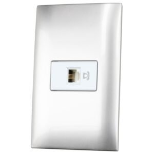 Placa 1 toma para telefono 1/3, linea Americana, color plata Surtek