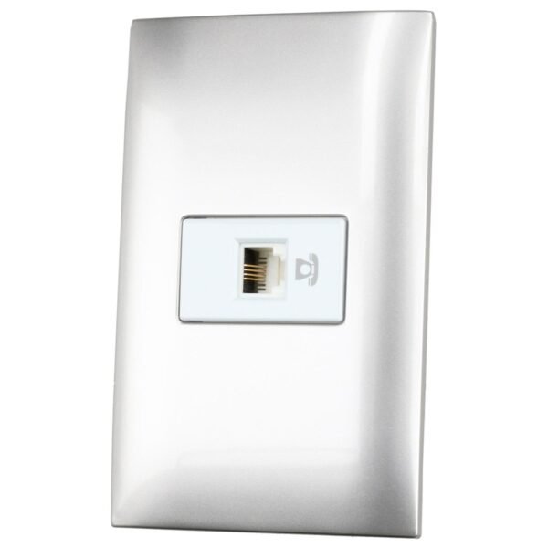 Placa 1 toma para telefono 1/3, linea Americana, color plata Surtek