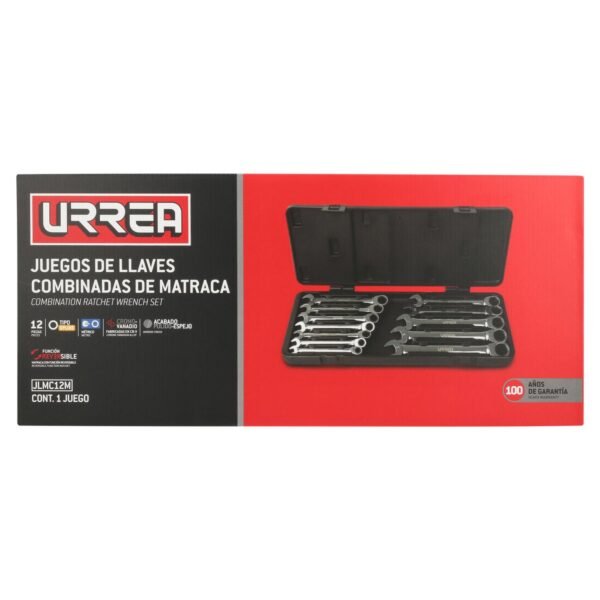 Juego de llaves combinadas pulido espejo de matraca spline met,12 pts,12 pz en caja plast Urrea