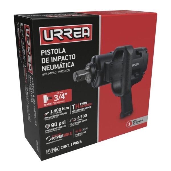 Pistola de impacto neumatica cuadro de 3/4" 1,035 Ft-lb sistema twin hammer Urrea