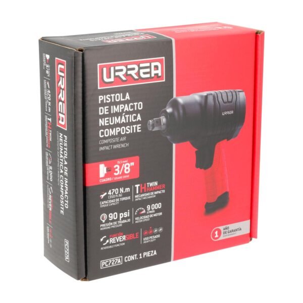 Pistola de impacto neumatica cuadro de 3/8" 350 Ft-lb composite sistema twin hammer Urrea