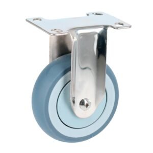 Rodaja de TPR gris con herrajes de acero inoxidable fija 4" Surtek