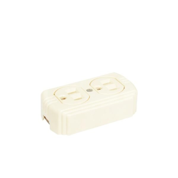 68798004 Contacto doble superficie aterrizado, linea de sobreponer, color marfil Surtek