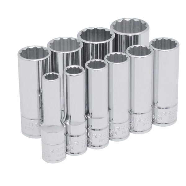 Juego de dados largos cuadro de 3/8", 12 puntas, en pulgadas, 10 piezas Urrea