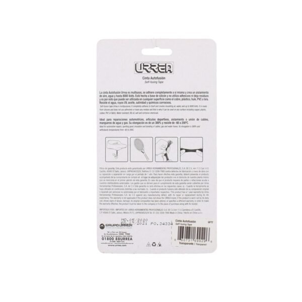 Cinta transparente de silicon de autofusion 25 mm x 3 m, en blister Urrea