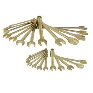 Juego de llaves combinadas de bronce-aluminio antichispa metricas, 12 puntas, 26 piezas Urrea