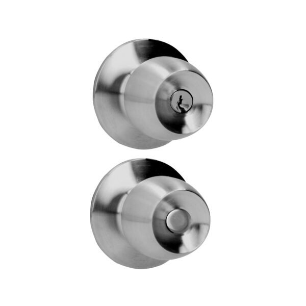 Pomo cilindrico media copa funcion entrada, acero inoxidable, llave estandar, blister Prolok