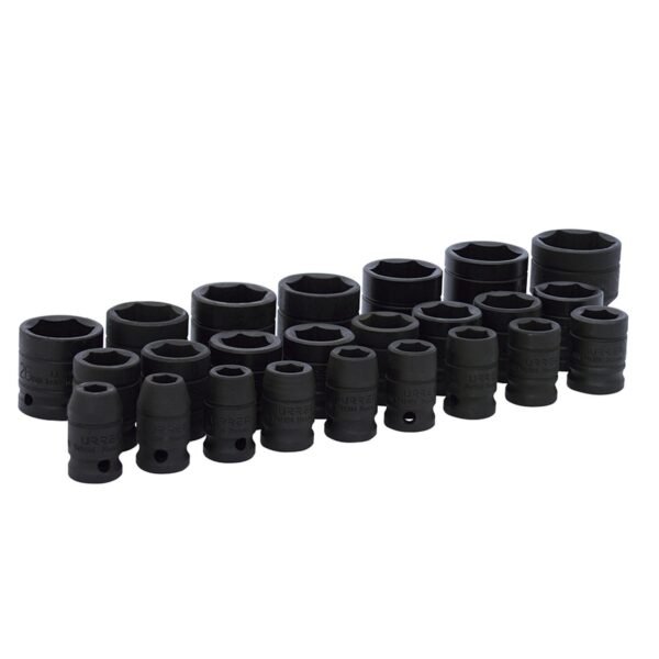 Juego de dados de impacto cuadro de 1/2", 6 puntas, metricos, 24 piezas Urrea