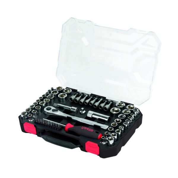 Juego de dados y accesorios cuadro de 1/4" y 3/8" combinado, 63 piezas Urrea