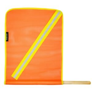 Banderin de malla plastica con reflejante y vastago de madera Surtek