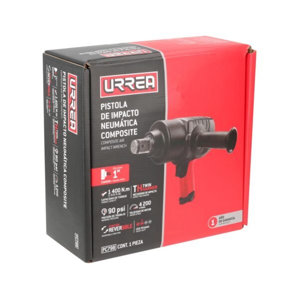 Pistola de impacto neumatica cuadro de 1" 1,035 Ft-lb composite sistema twin hammer Urrea