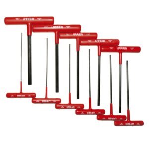 Juego de llaves hexagonales cortas tipo "T" ergonomicas, en pulgadas, 11 piezas en blister Urrea