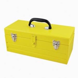 Caja portaherramientas metalica color amarillo con charola 19" x 7" x 6" Surtek