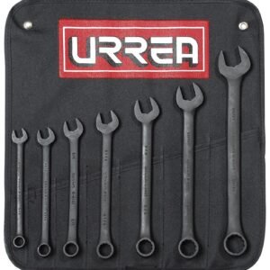68800105 Juego de llaves combinadas fosfatizadas en pulgadas, 12 puntas, 7 piezas en estuche Urrea