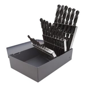 68820009 Juego de brocas negras de acero de alta velocidad metricas zanco recto, 25 piezas Urrea
