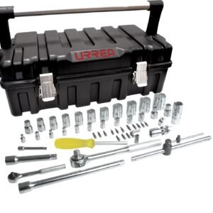 Juego de dados y accesorios cuadro de 1/4" y 1/2" metrico, 51 piezas Urrea