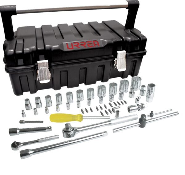 Juego de dados y accesorios cuadro de 1/4" y 1/2" metrico, 51 piezas Urrea