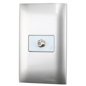 Placa 1 toma para TV 1/3, linea Americana, color plata Surtek